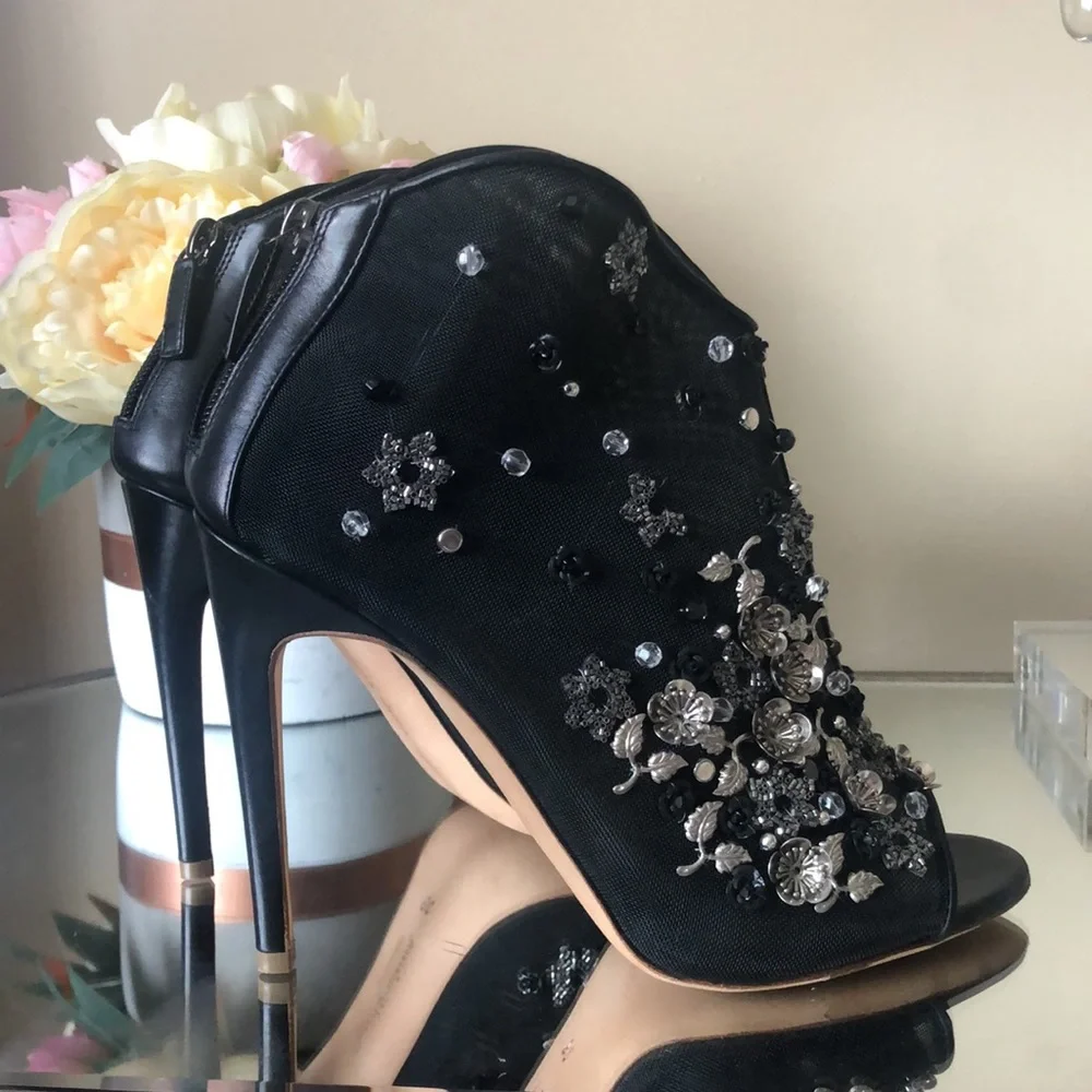 NEW Rupert Sanderson Black Studded Accents Boots - Picture 8 of 16